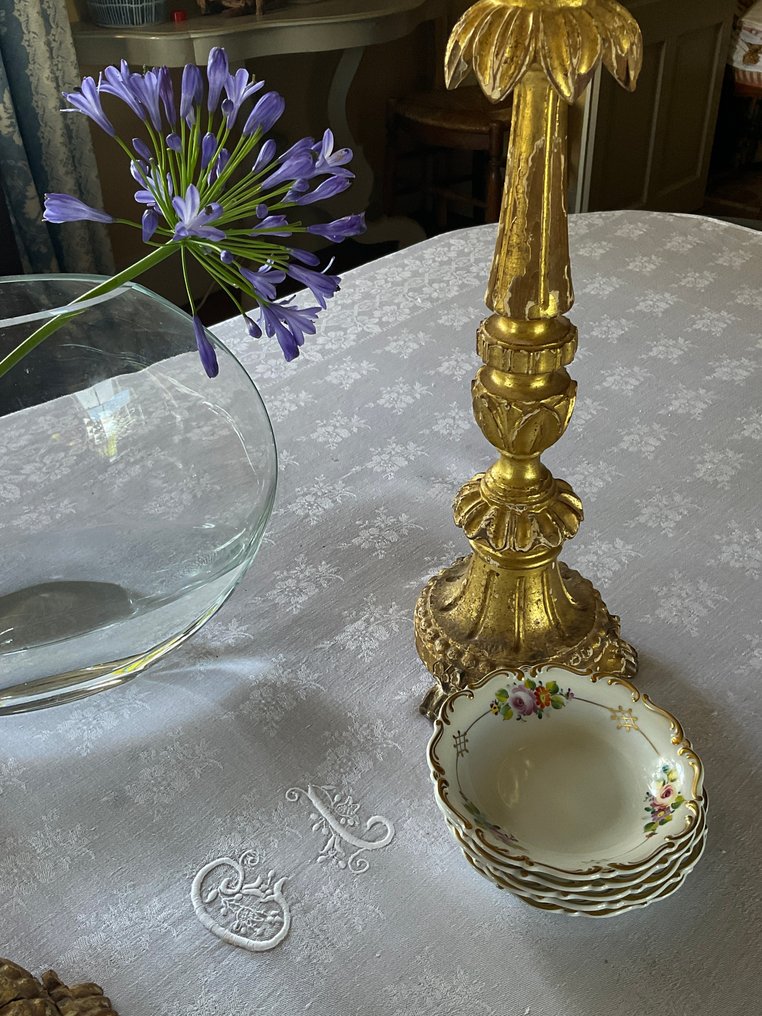 20世纪早期的Damask亚麻桌布，带有G.L.字母缩写。 - 紡織品  - 1.9 m - 1.5 m #1.0