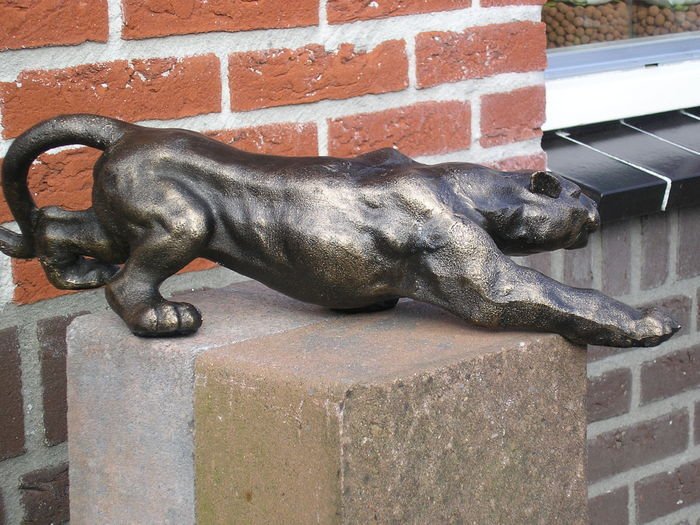 Statue, MAJESTUEUZE SLUIPENDE PANTER XL LENGTE 40 CM ! 4 KILO ! - 11 cm - Heavy cast iron, 4 kilograms, bronze color. #3.2