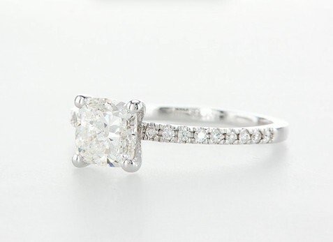 Inel de logodnă - 14 ct. Aur alb Diamant (Natural) - Diamant #1.0