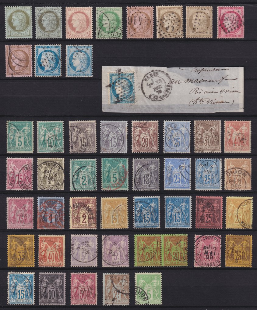 法國 1871/1898 - 选择编号在50至106之间已盖销的经典TP套装。 - Yvert #1.0