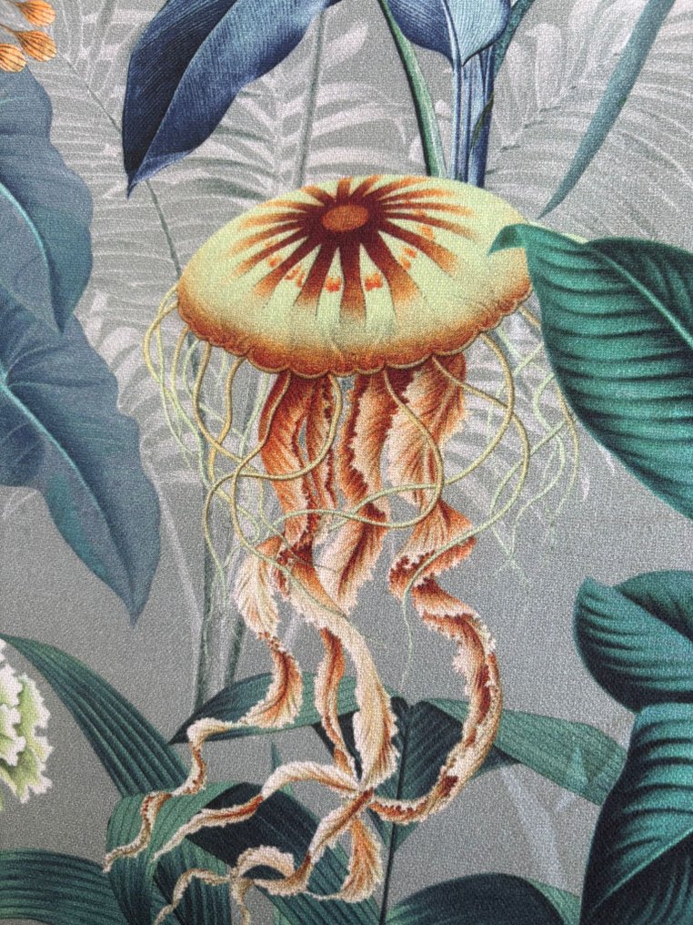 Εξωστρεφές φανταστικό οικοσύστημα σε μπλε τροπικό, 100% οργανικό βαμβάκι, OEKO TEX STANDARD, - Ύφασμα ταπετσαρίας - 350 cm - 280 cm #2.1