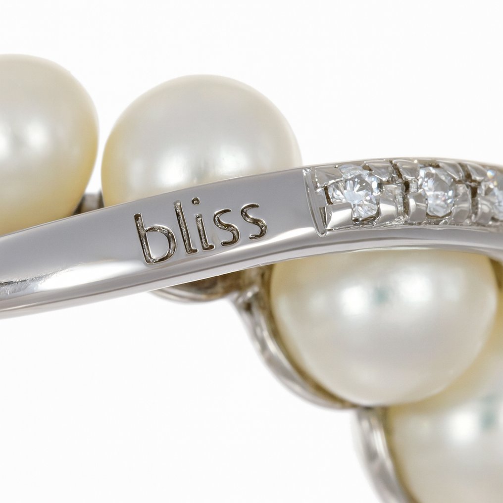 Δαχτυλίδι - 18 καράτια Λευκός χρυσός -  0.06ct. tw. Διαμάντι (Φυσικό)  - Μαργαριτάρι #1.0