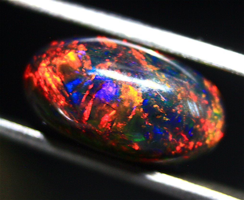 Cts. 3.50  Natural Ethiopian Black Opal Cabochon - Altezza: 18 mm - Larghezza: 15 mm- 0.7 g #1.0
