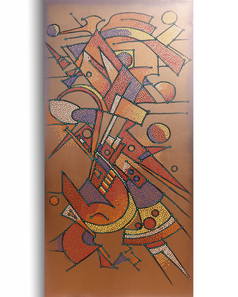 Ksavera - Bronze Abstract A1389 - painting on XXL canvas 210cm #2.1