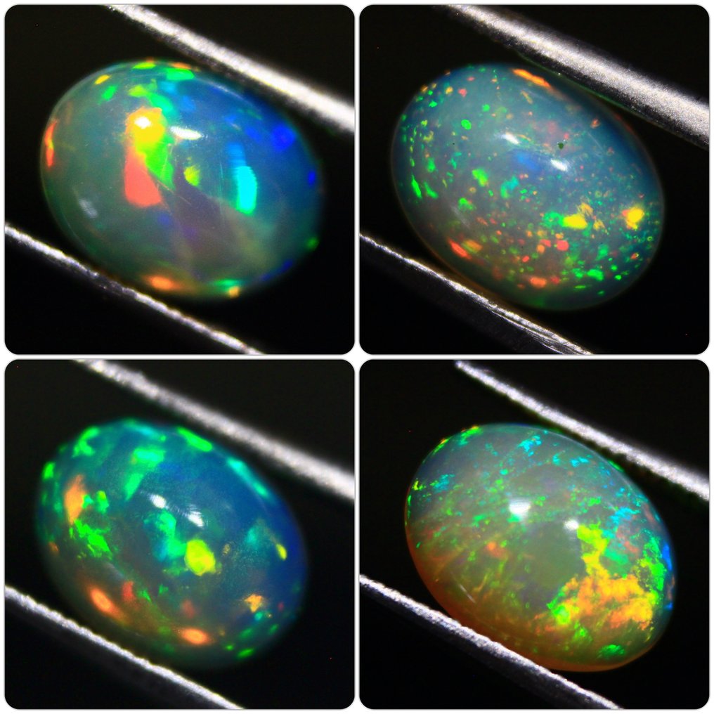 Ct. 4.20 Φυσικά Αιθιοπικά Οπάλια - Καμπουσόν - Ύψος: 9 mm - Πλάτος: 7 mm- 0.84 g - (4) #1.0