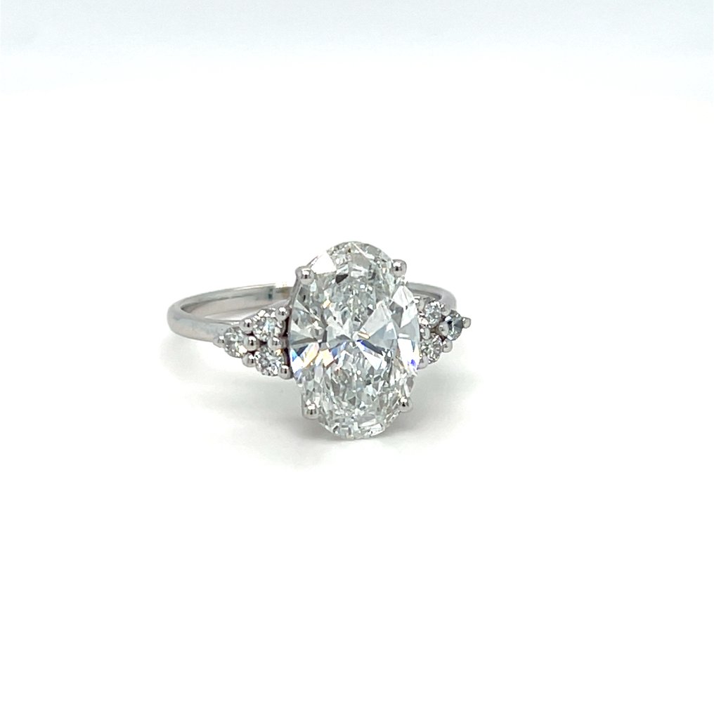 Ring - 14 karat Hvitt gull - 3.28ct. tw. Diamant (Lab-dyrket) - Diamant #4.3