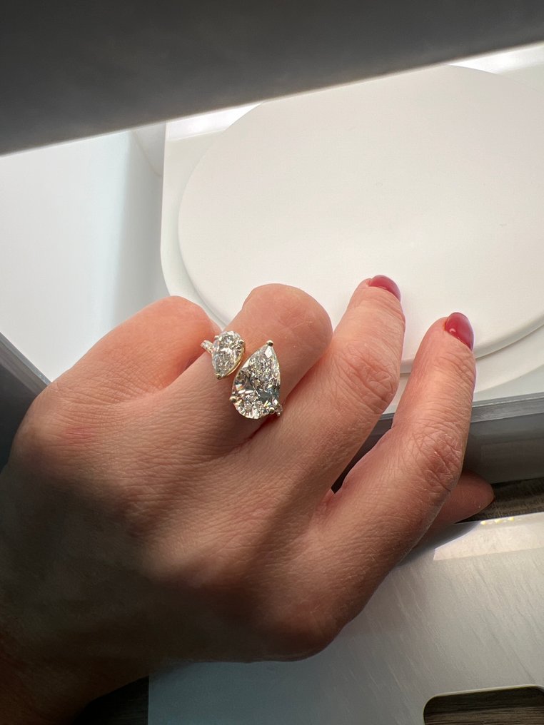 戒指 - 14 克拉 黃金 - 5.41ct. tw. 鉆石 (實驗室培育) - 鉆石 #3.2