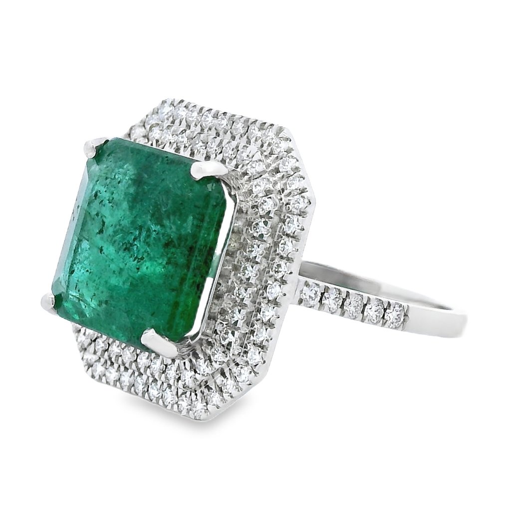 戒指 鉑金 - 5.69ct. tw. 祖母綠 - 鉆石 - 赞比亚 #2.1