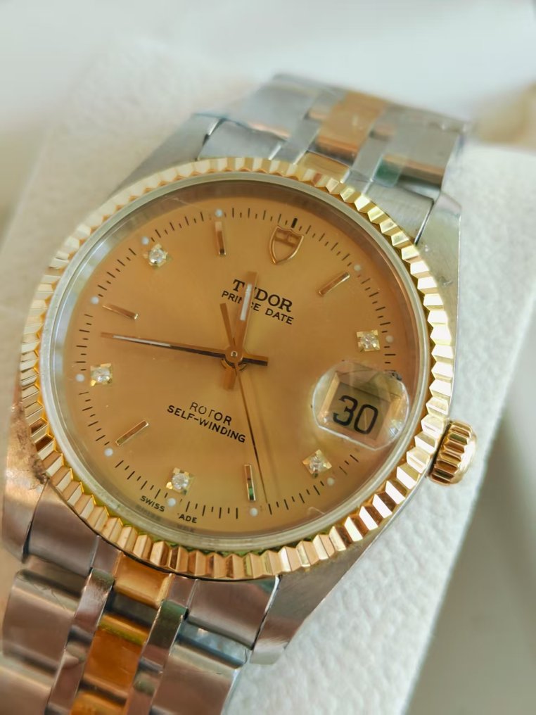 Tudor - Prince Date - Zonder Minimumprijs - 74033 Gold Diamond Dial - Heren - 2000-2010  #3.2