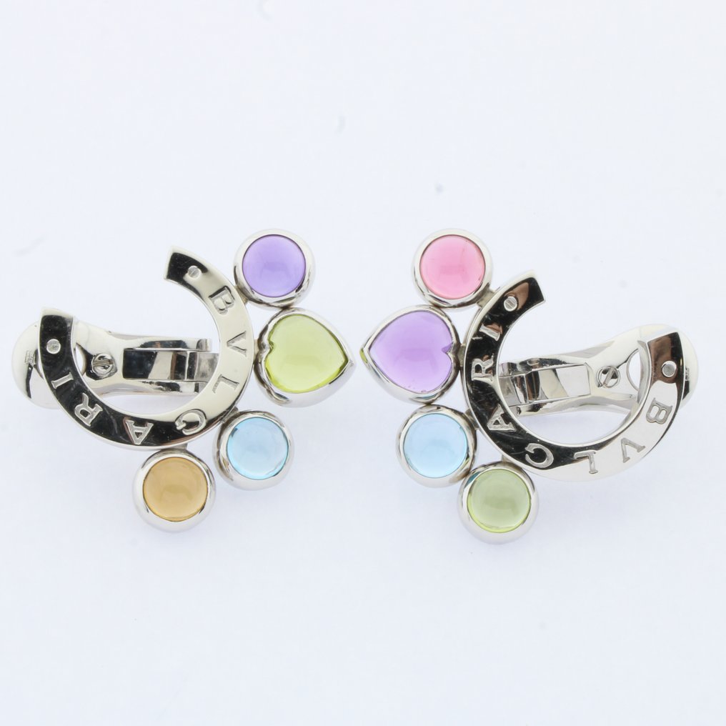 Bvlgari - Drop fülbevaló - Allegra - 18 kt. Fehér arany - 2.80ct. tw. Ametiszt - Peridot #3.2