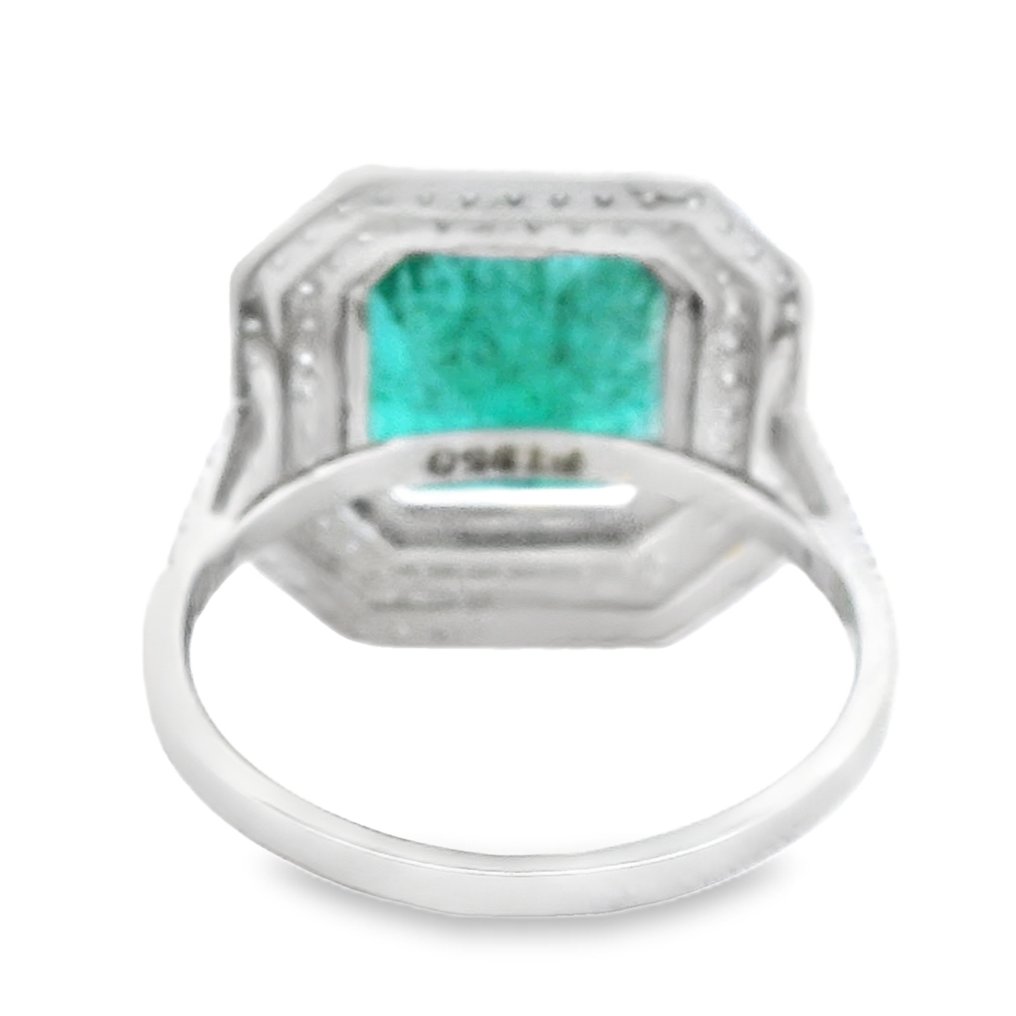 戒指 鉑金 - 5.69ct. tw. 祖母綠 - 鉆石 - 赞比亚 #4.3