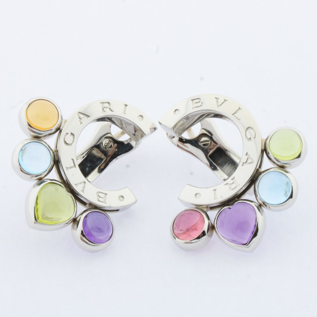 Bvlgari - Drop fülbevaló - Allegra - 18 kt. Fehér arany - 2.80ct. tw. Ametiszt - Peridot #1.0