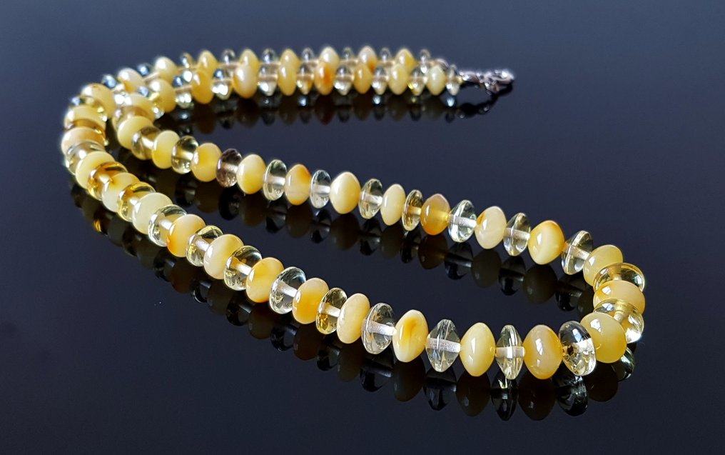 琥珀 项链 - 纯正的波罗的海琥珀项链 - 奶油糖琥珀色- 14 g #1.0