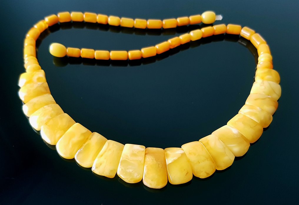 琥珀 项链 - 古董复古真品琥珀项链 - 黄油糖色琥珀- 14 g #4.3