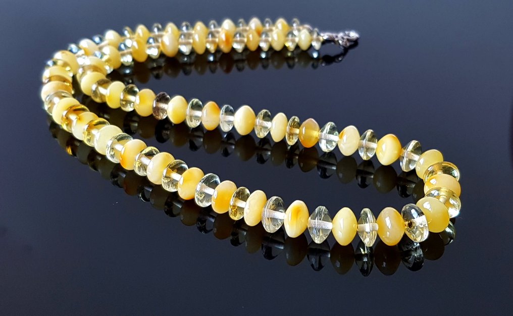 琥珀 项链 - 纯正的波罗的海琥珀项链 - 奶油糖琥珀色- 14 g #3.2