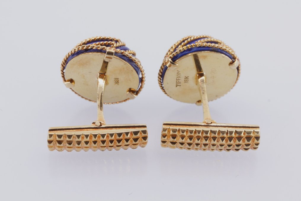 Tiffany & Co. - Boutons de manchette - Lapis Lazuli Swirl Cufflinks - 18 carats Or jaune Lapis-lazuli #4.3