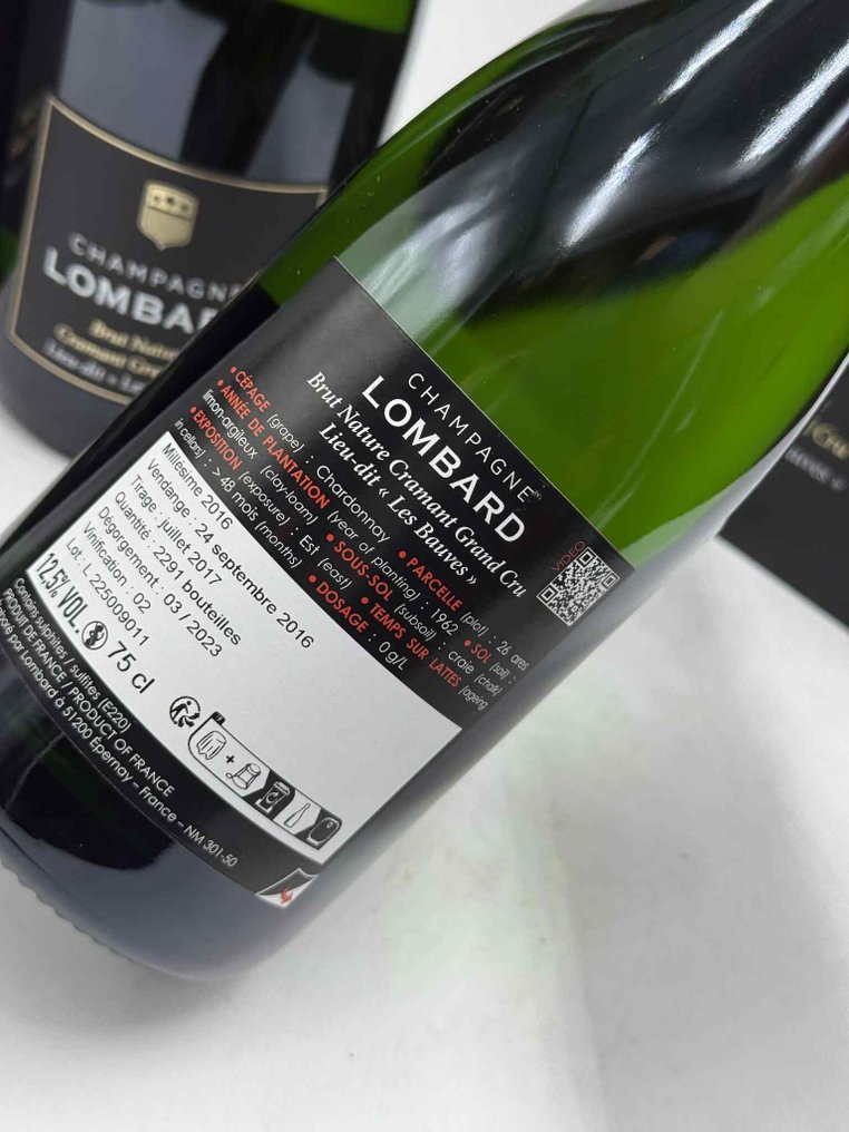 Lombard, Brut Nature Cramant Grand Cru Lieu dit Les Bauves - Champagne - 2 Bottles (0.75L) #2.1