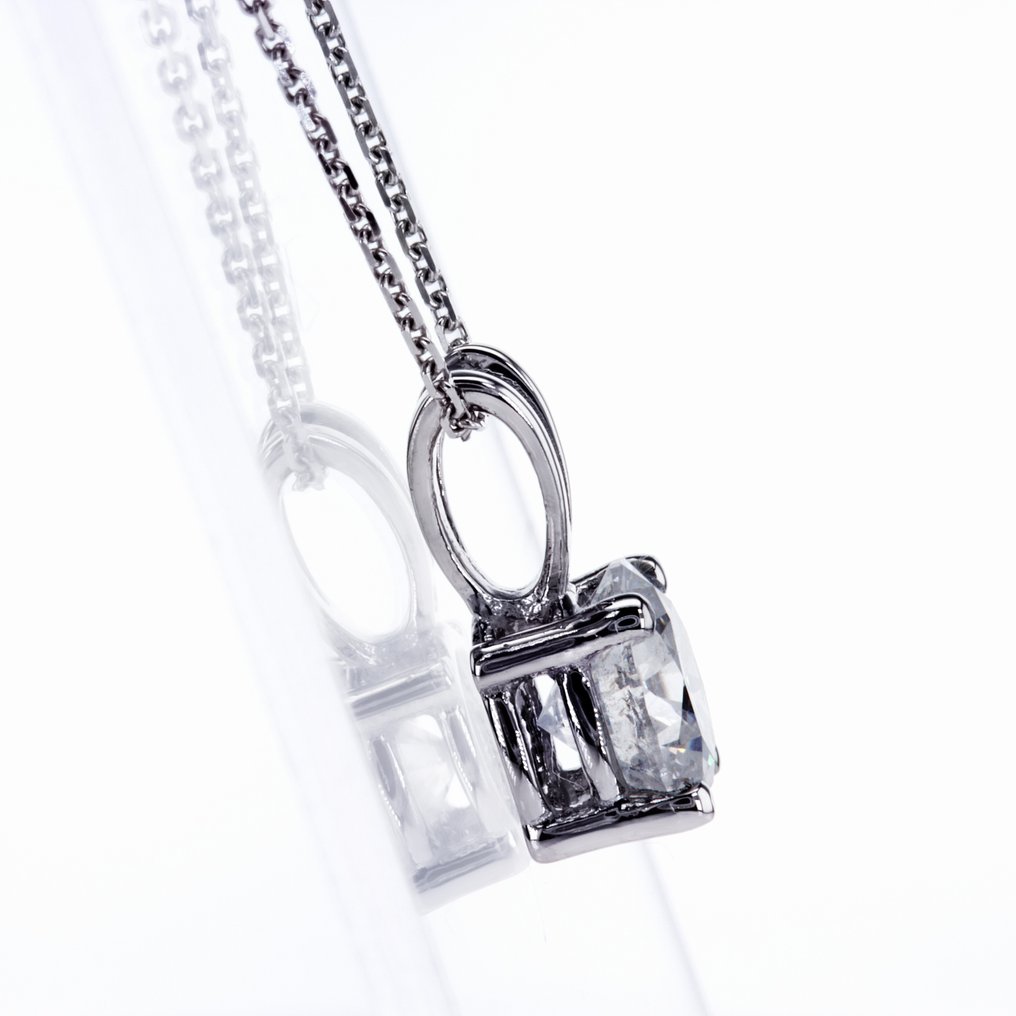 Κολιέ με μενταγιόν - 14 καράτια Λευκός χρυσός -  1.01ct. tw. Διαμάντι (Φυσικό) - Διαμάντι #3.2