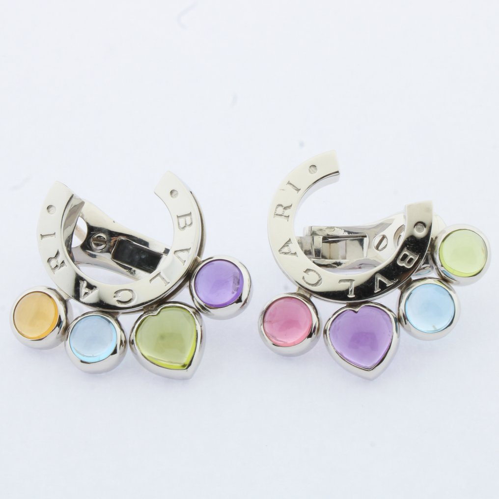 Bvlgari - Drop fülbevaló - Allegra - 18 kt. Fehér arany - 2.80ct. tw. Ametiszt - Peridot #1.0