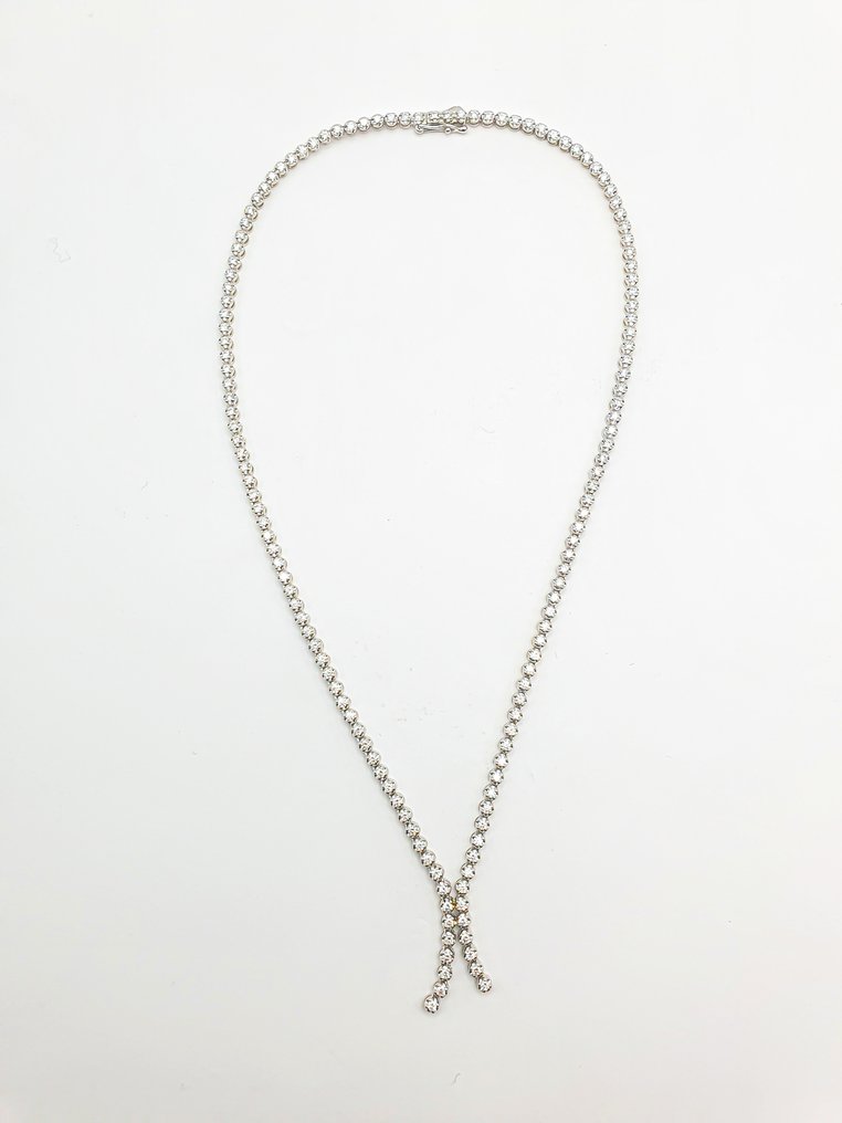 Κολιέ - 14 καράτια Λευκός χρυσός -  5.20ct. tw. Διαμάντι (Εργαστηριακής καλλιέργειας) - D-E VVS IGI #2.1
