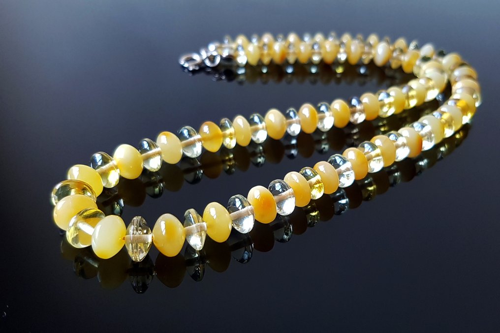 琥珀 项链 - 纯正的波罗的海琥珀项链 - 奶油糖琥珀色- 14 g #4.3