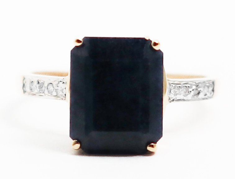 χωρίς τιμή ασφαλείας - Δαχτυλίδι - 14 καράτια Κίτρινο χρυσό Ζαφείρι - Διαμάντι #1.0