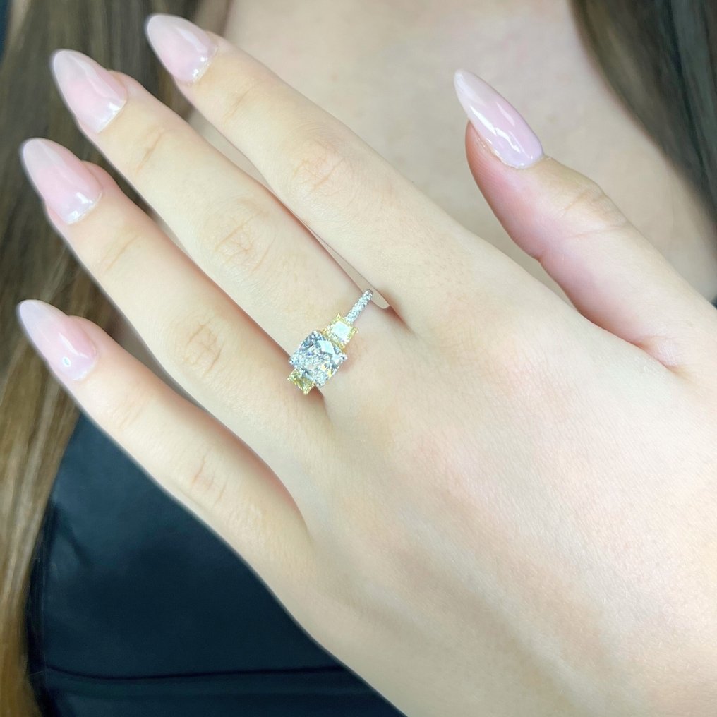 Δαχτυλίδι - 18 καράτια Λευκός χρυσός, Κίτρινο χρυσό -  2.61ct. tw. Διαμάντι (Φυσικό) - Διαμάντι #3.2