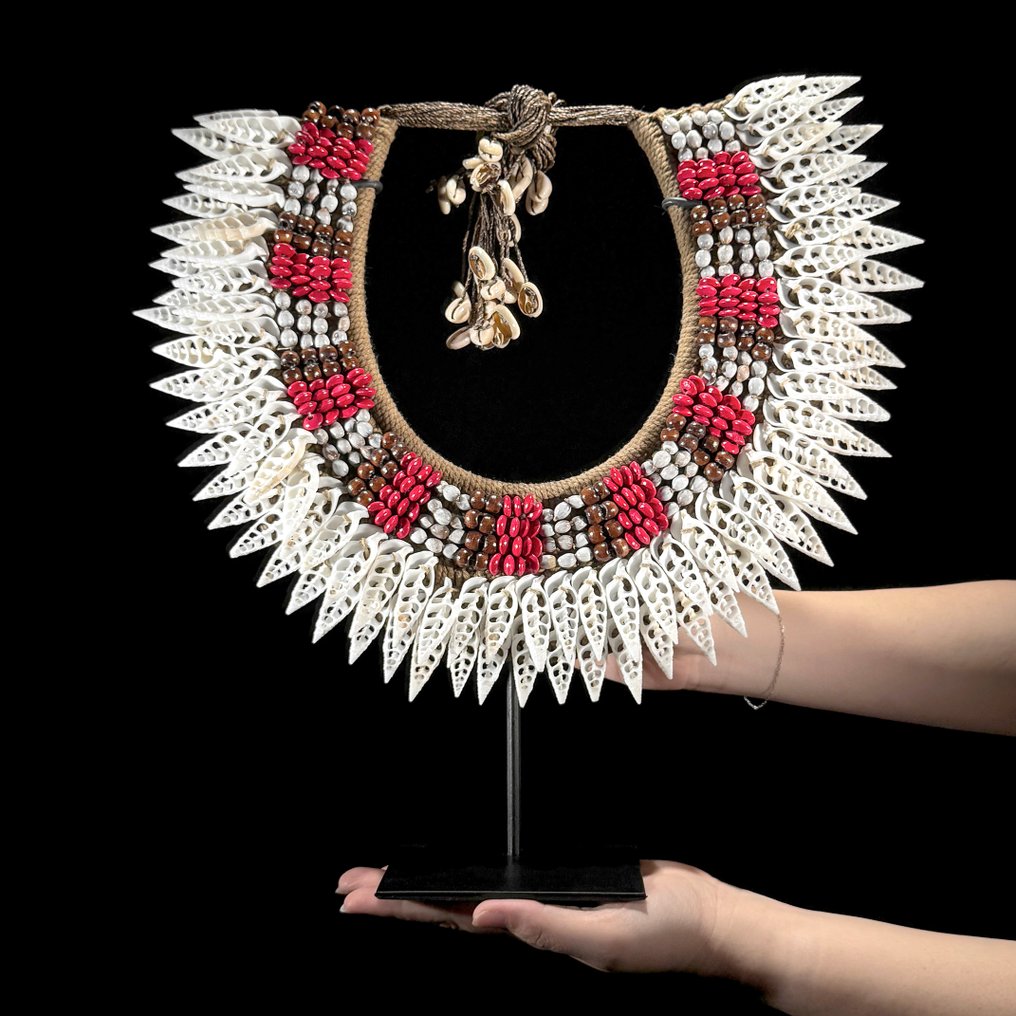 Dekorativt ornament - NO RESERVE PRICE - SN4 - Decorative Shell Necklace on a custom stand - Papua Ny Guinea #1.0