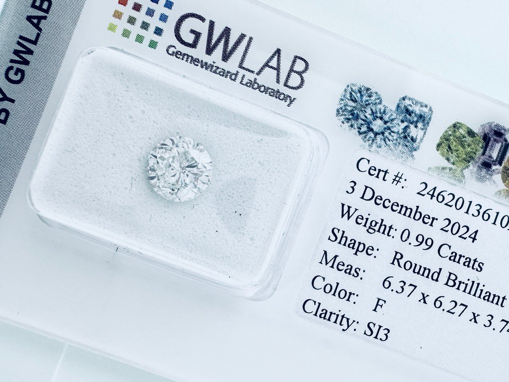 1 pcs Διαμάντι (Φυσικό) - 0.99 ct - Στρογγυλό - F - SI3 - Gemewizard Gemological Laboratory (GWLab) - φυσικό #3.2