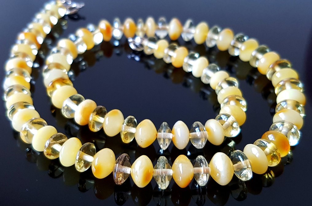 琥珀 项链 - 纯正的波罗的海琥珀项链 - 奶油糖琥珀色- 14 g #2.1