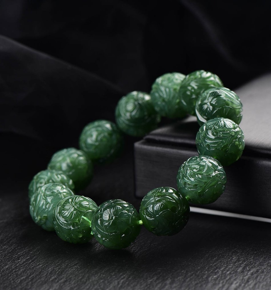 ALGT Certified - Huge and Highly Exclusive Natural Nephrite Jade Bracelet - An intense color that immediately draws the eye- 74.05 g #3.2
