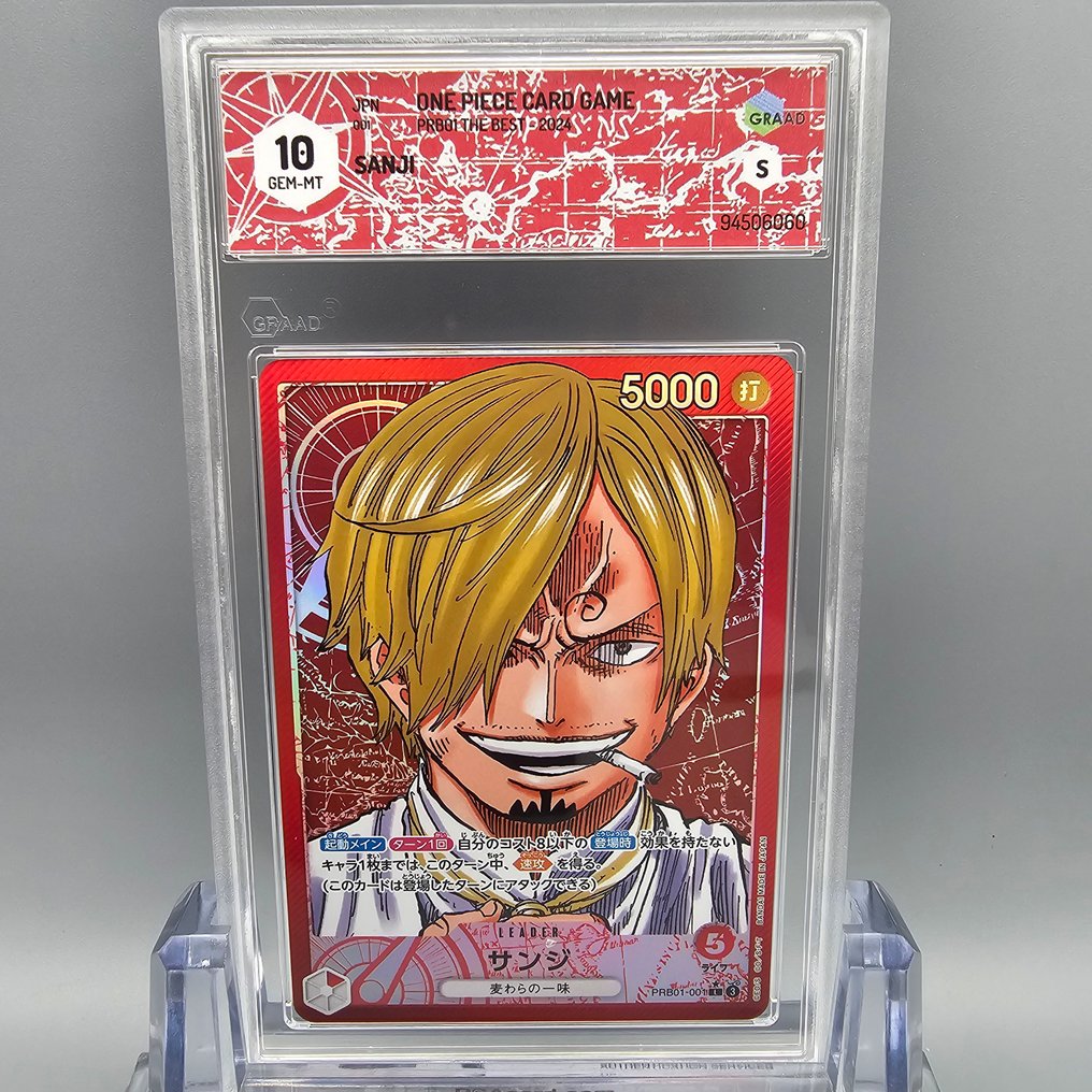 One Piece Graded card - SANJI (Leader) Parallel PRB01-001 L - Graad 10 #1.0