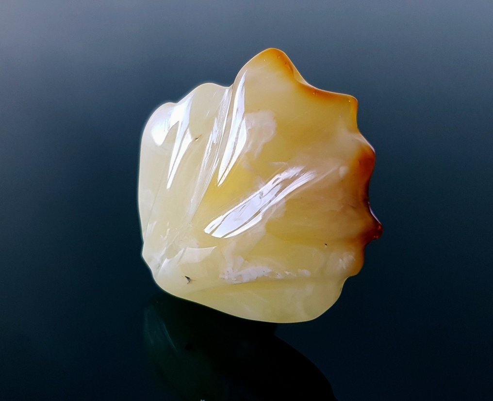 复古黄油糖天然波罗的海琥珀戒指 - 银 - 琥珀 #2.1