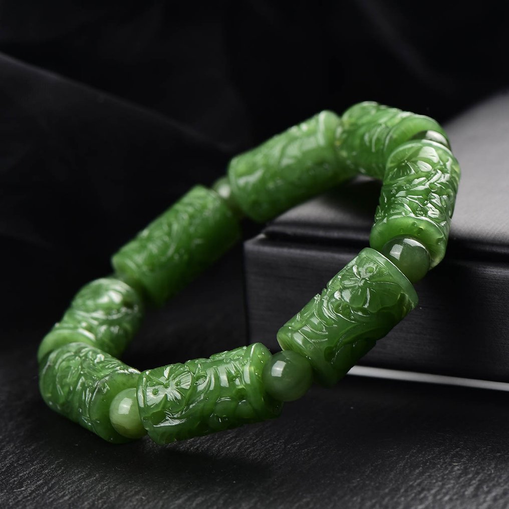 ALGT Πιστοποιημένο - Μεγάλο και Πολύ Αποκλειστικό Βραχιόλι από φυσική νεφρίτη χαλαζία Ένα ζωηρό χρώμα, καθαρό από τη γη- 51.33 g #3.2