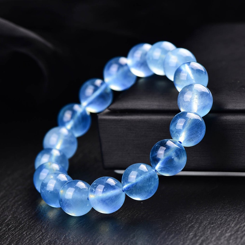 Πιστοποιημένο ALGT - Μεγάλο και Πολυτελώς Αποκλειστικό Βραχιόλι Φυσικού Ακουαμαρίνα Ορισμένο από εξαιρετική σαφήνεια- 36.99 g #1.0