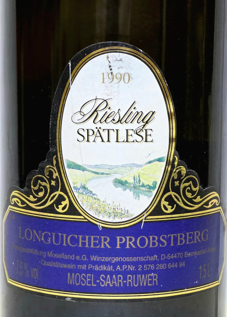1990 Moselland eG, Longuicher Probstberg Riesling - Mosel-Saar-Ruwer Spätlese - 1 Magnum (1.5L) #1.0