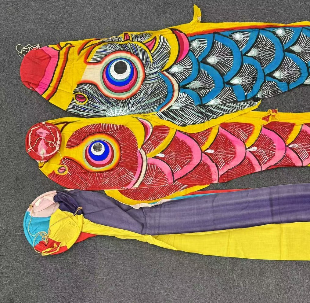 鯉のぼり 复古鲤鱼旗 流苏旗帜——为孩子们的美好未来致敬 - 棉, L：195~260厘米 - 日本 - 昭和年代(1926-1989) #1.0