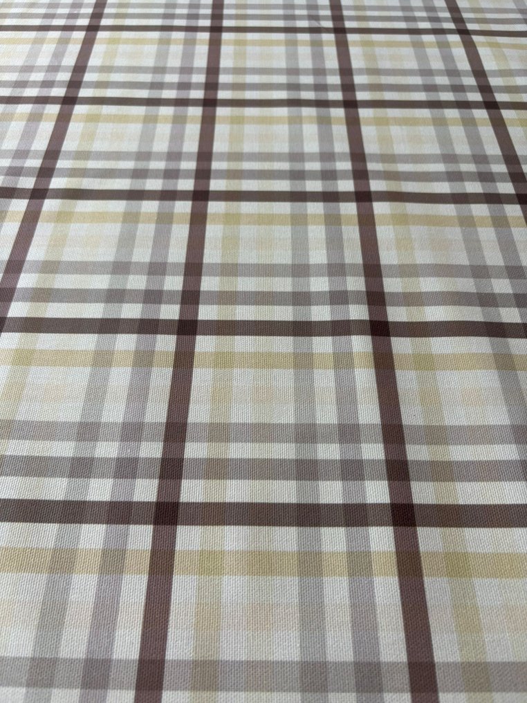独家巴拿马面料，100%纯棉，格子花纹，浅褐色、米色、灰色 - 室内装潢面料  - 500 cm - 140 cm #3.2