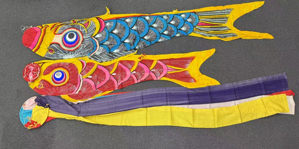 鯉のぼり 复古鲤鱼旗 流苏旗帜——为孩子们的美好未来致敬 - 棉, L：195~260厘米 - 日本 - 昭和年代(1926-1989) #1.0