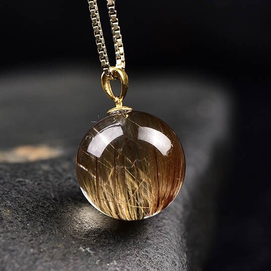 Χωρίς αποθεματικό - Πιστοποιημένο από ALGT - Αποκλειστικό φυσικό κρεμαστό από Rutile Quartz Εξαιρετική διαύγεια που ξεχωρίζει με την πρώτη ματιά.- 2.34 g #3.2