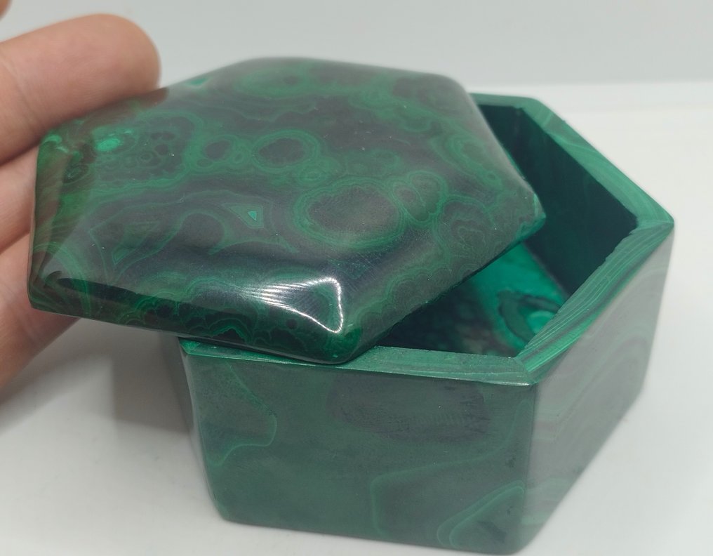 Άριστης ποιότητας - Φυσικός μαλαχίτης κουτί κοσμημάτων (εξάγωνο)- 397 g #2.1