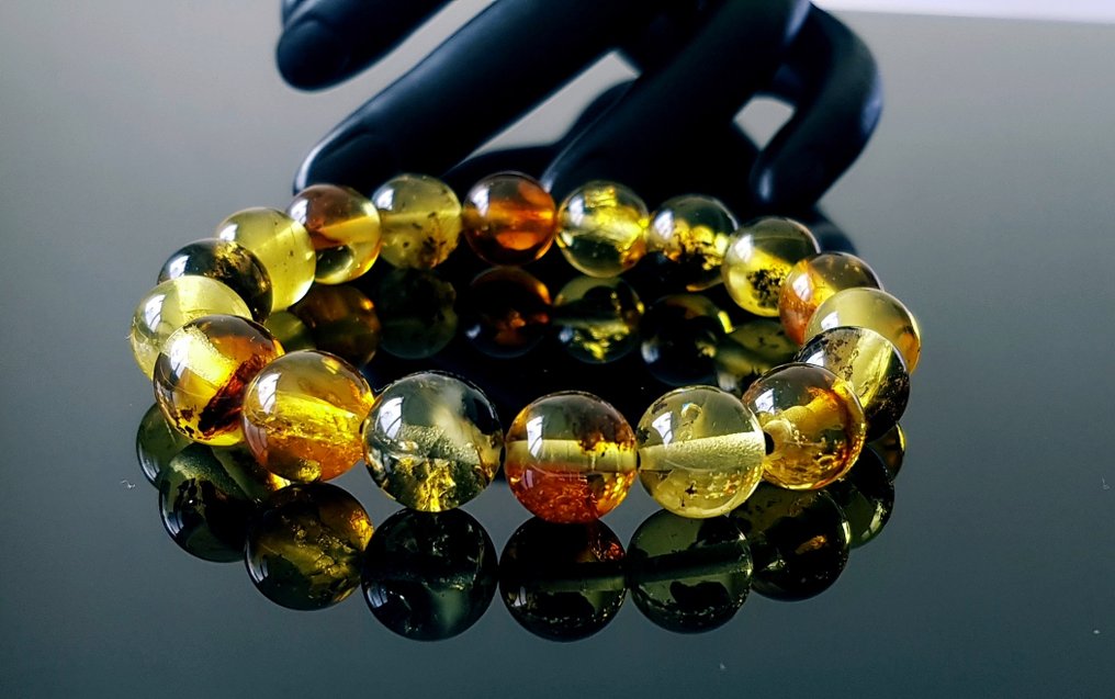 Κεχριμπάρι Φυσικό Βαλτικό Μπλε Βραχιόλι με Σφαιρικές Χάντρες Μπλε - Για Αρσενικά και Θηλυκά- 14 g #2.1