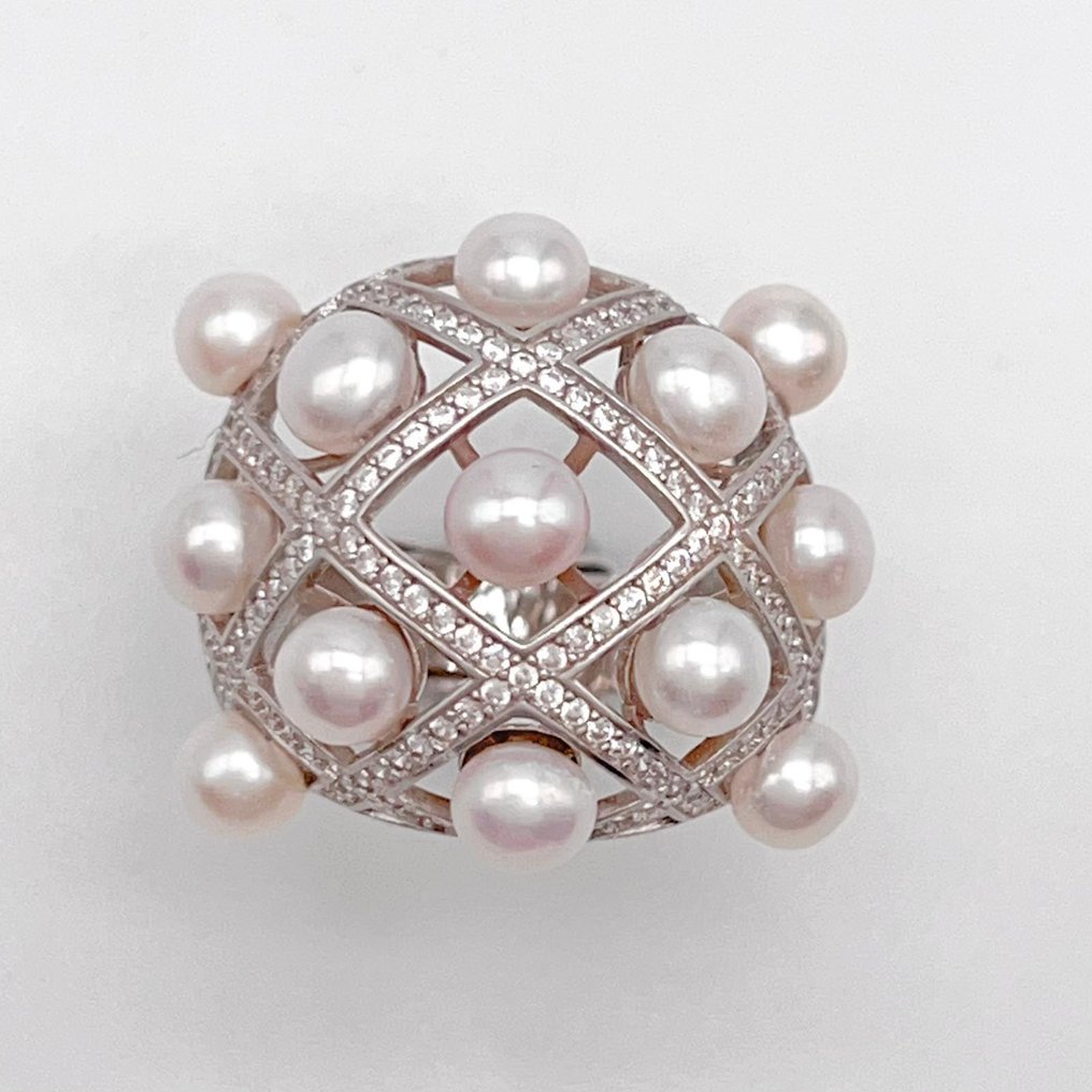 χωρίς τιμή ασφαλείας - Δαχτυλίδι Ασημί Μαργαριτάρι - δαχτυλίδι κοκτέιλ #1.0