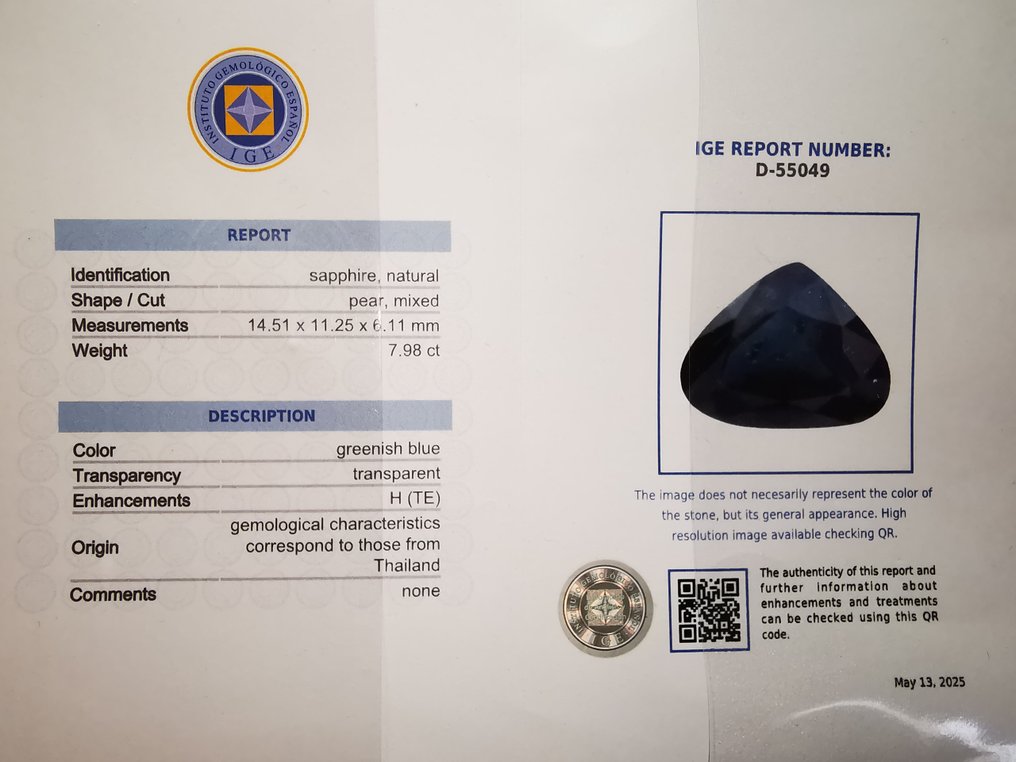 Ring - 18 kt Gelbgold, Zafiro 8,12 ct IGE 5,17 g -  8.12ct. tw. Saphir - Diamant - THAILAND #2.1