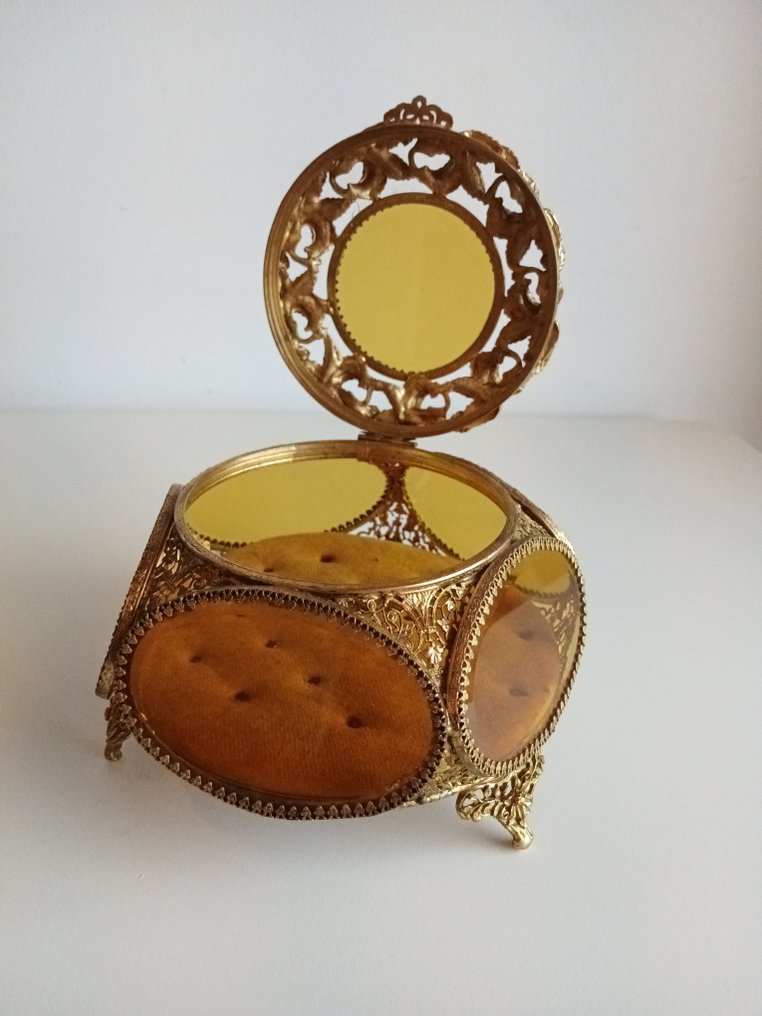 Schmuckschatulle - Messing, Glas, Samt - Napoleon III #1.0