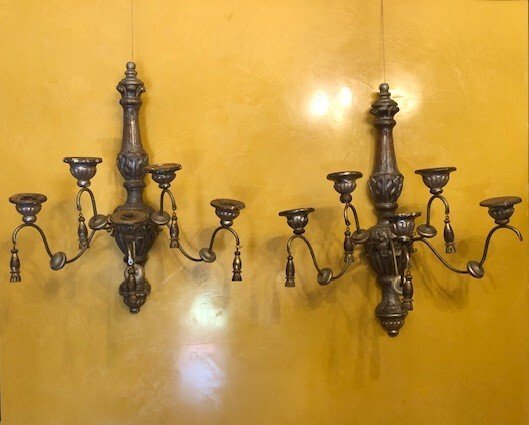 壁式燭台 (2) - 木, 鐵 - 壁挂烛台 #1.0