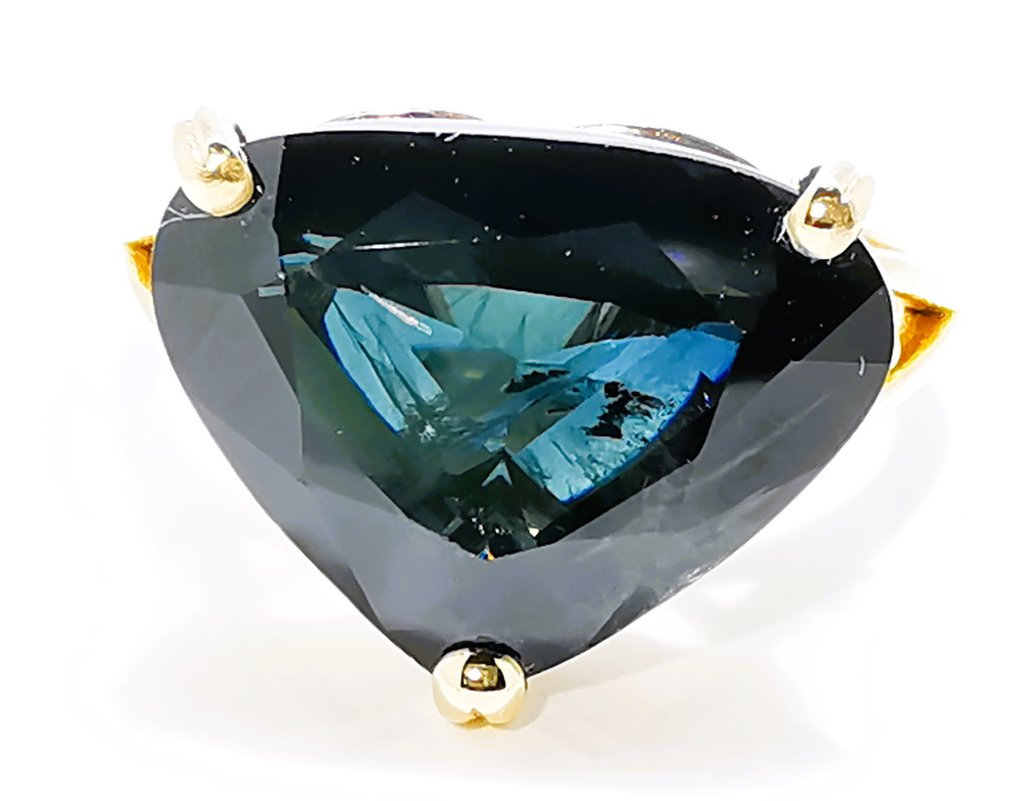 Ring - 18 kt Gelbgold, Zafiro 8,12 ct IGE 5,17 g -  8.12ct. tw. Saphir - Diamant - THAILAND #4.3