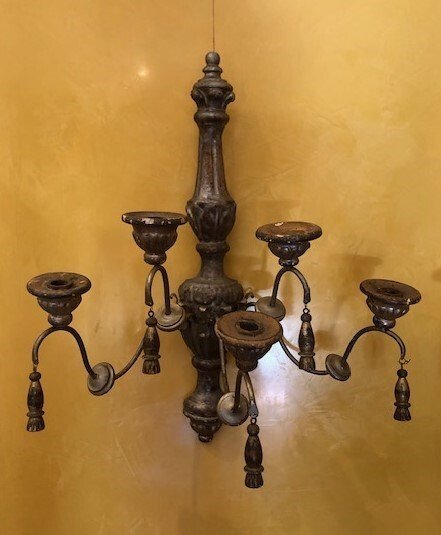 壁式燭台 (2) - 木, 鐵 - 壁挂烛台 #2.1