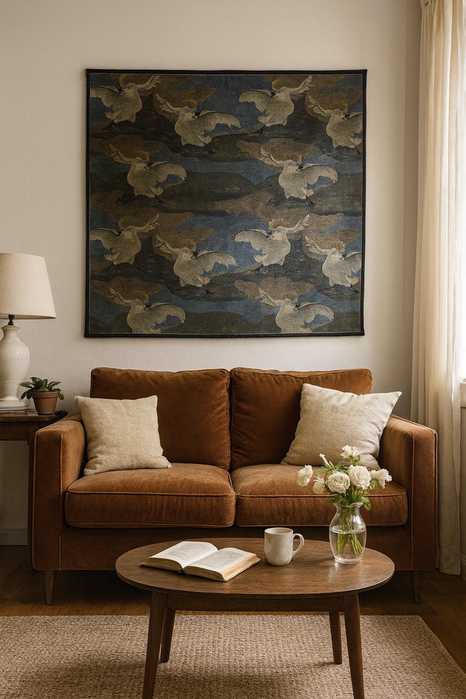 Arazzo "Il cigno minacciato" Jan Asselijn in Velluto Deluxe- 130x140cm- Pronto da appendere! - Arazzo - 130 cm - 140 cm #2.1