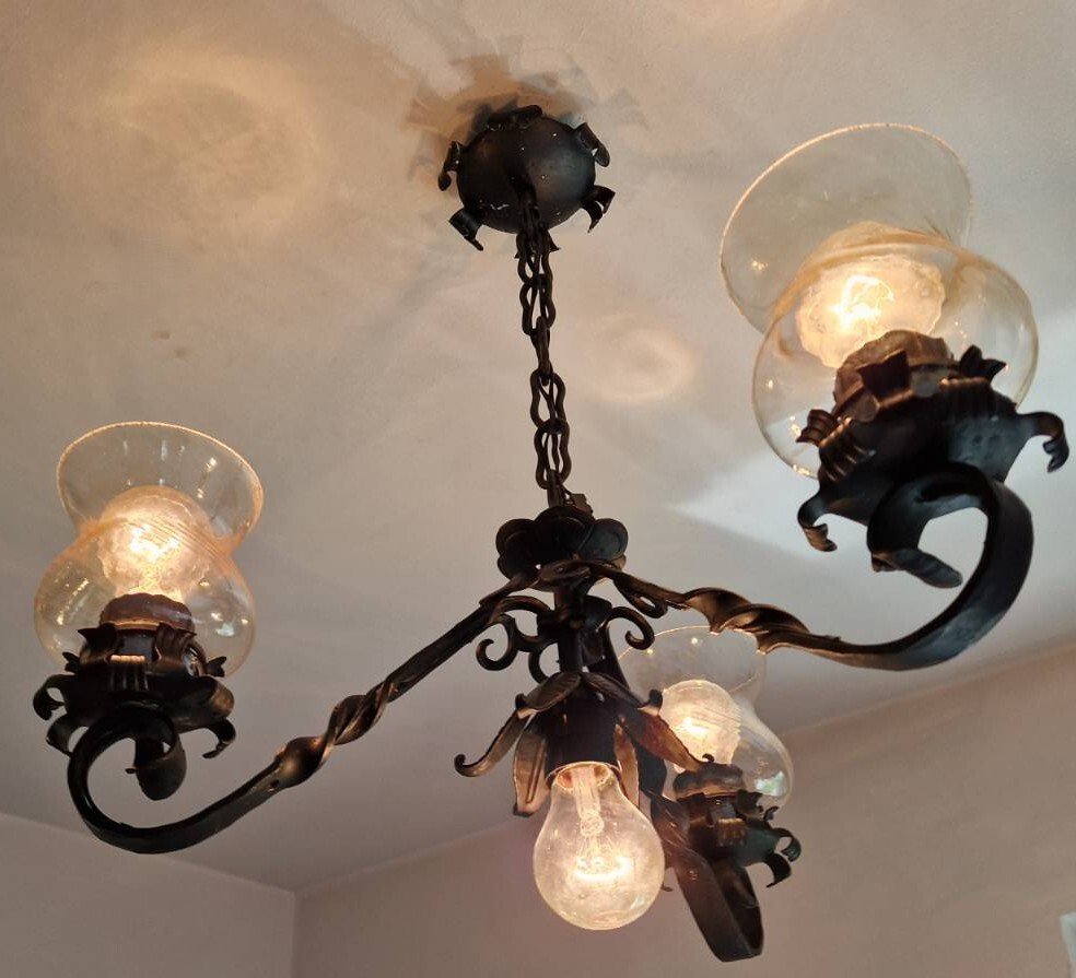 Handmade - Kroonluchter - Smeedijzer - 3+1 Lights #1.0
